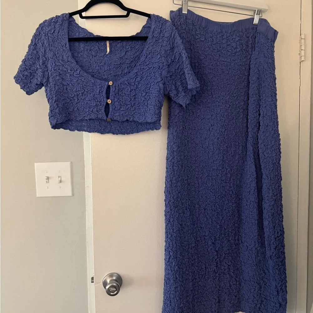 Free People Blue Textured Two-Piece Set - Picture 2 of 3